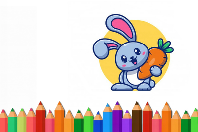 Cute Rabbit Coloring Book